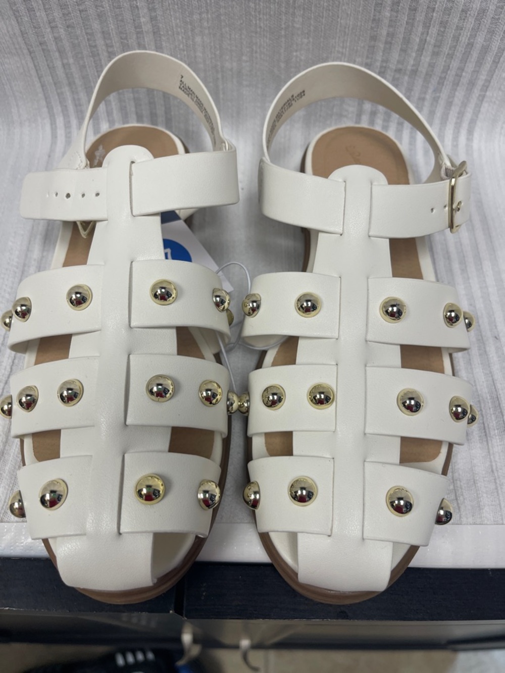 Universal Thread White Strappy Gladiator Sandals with Gold Studs